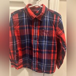 🎉BUNDLE 10 for $20🎉Tommy Hilfiger Boys Red and Navy Plaid Cotton Shirt